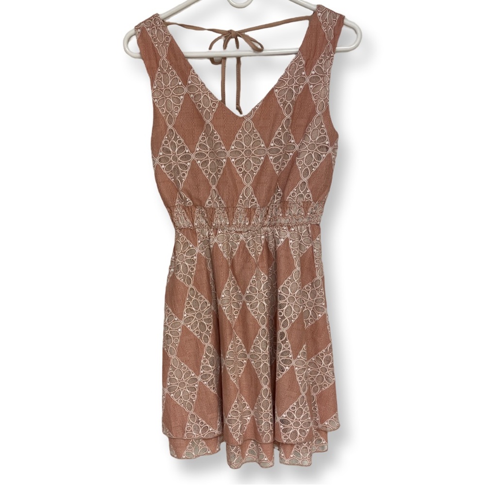 American Rag Elegant Kacy Patterned Dress Women’s Small Taupe
